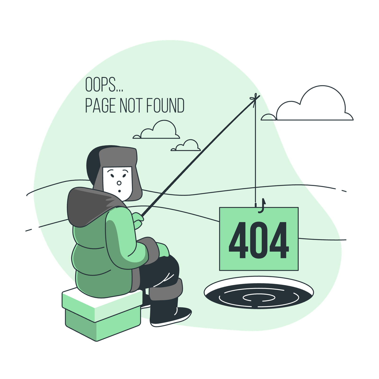 404 illustration — person fishing